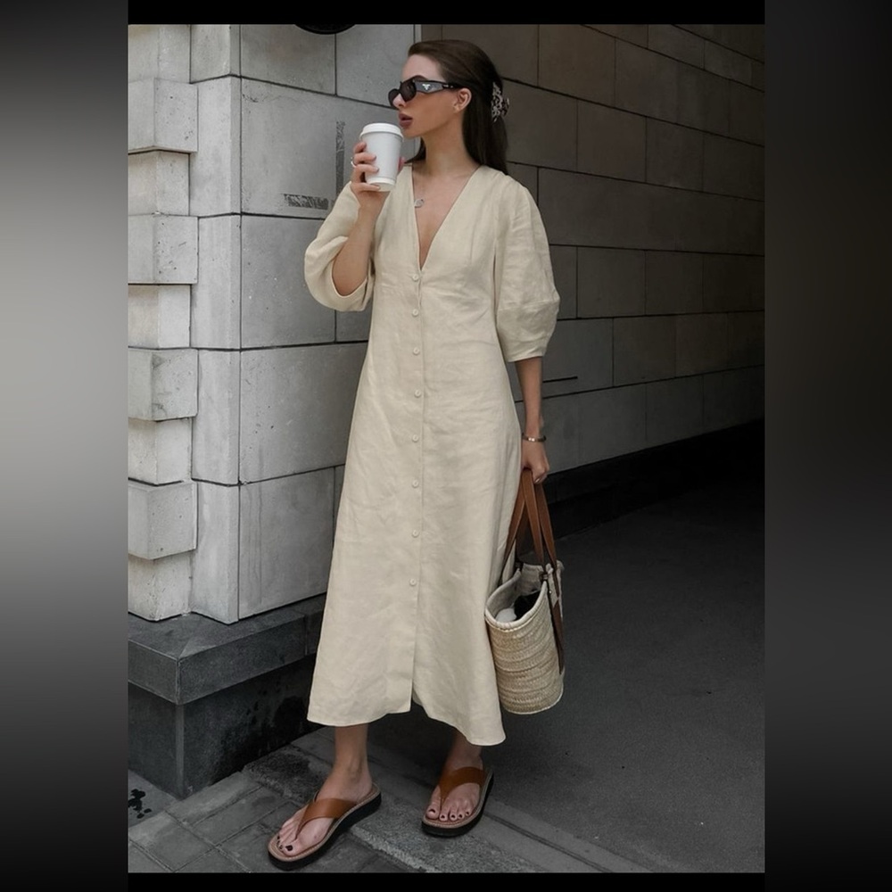 📣 Moving Sale! New Commense Linen Cream Maxi Dress
